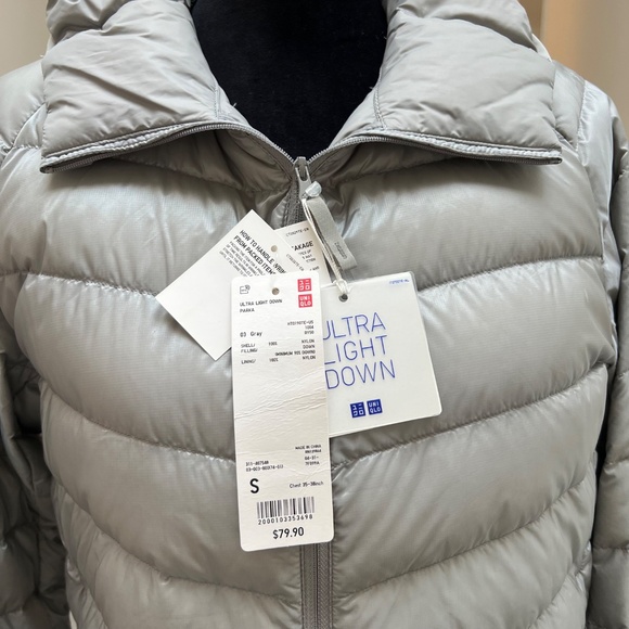 🌸NWT  Uniqlo Ultra Light Gray  Down Puff Jacket Men’s Parka unisex - Picture 6 of 10